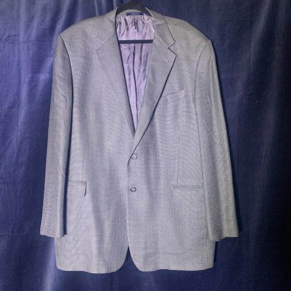 Joseph Abboud Mens‎ Gray Multicolor Plaid Silk Wool 2 Button Blazer Size 48L